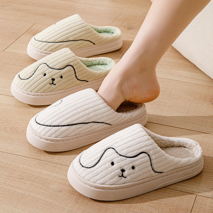 Non-slip Floor Bedroom Slipper Winter Warm Plush House Shoes Women Men